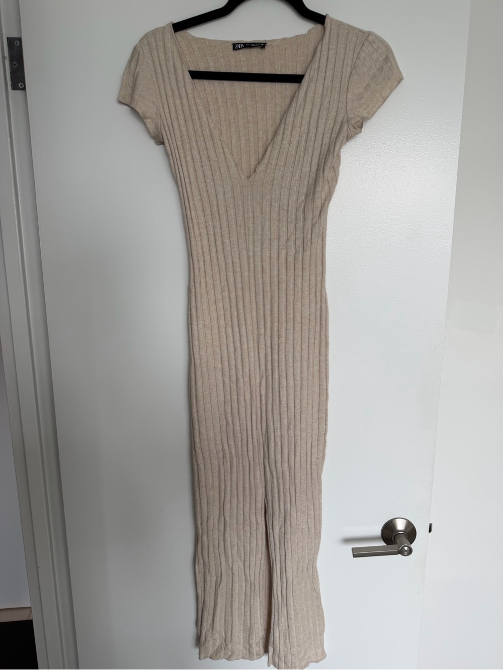 ZARA Ribbed Bodycon Dress | Fitted with Front Slit